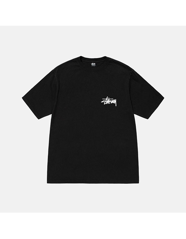 STUSSY OLD PHONE TEE PIGMENT DYED BLACK