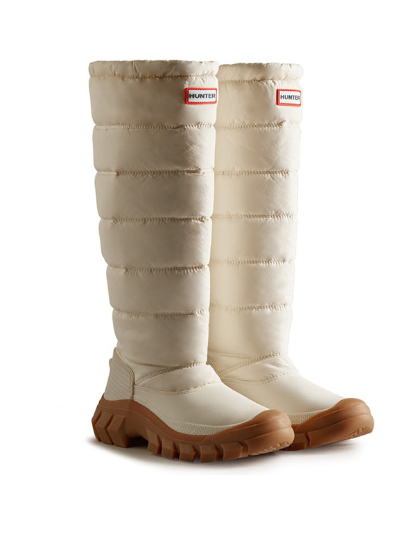 HUNTER WOMENS INTREPID INSULATED TALL SNOW BOOTS WHITE WILLOW