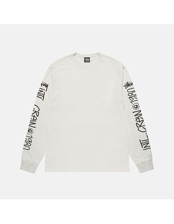 STUSSY INTL CREW LS TEE PIGMENT DYED NATURAL