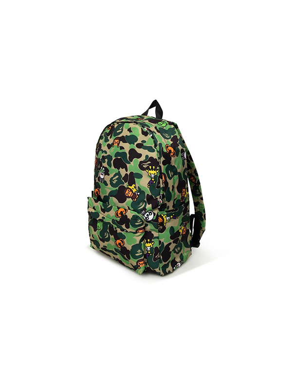 (L) A BATHING APE KIDS ABC MILO ALL FRIENDS LARGE BACKPACK GREEN