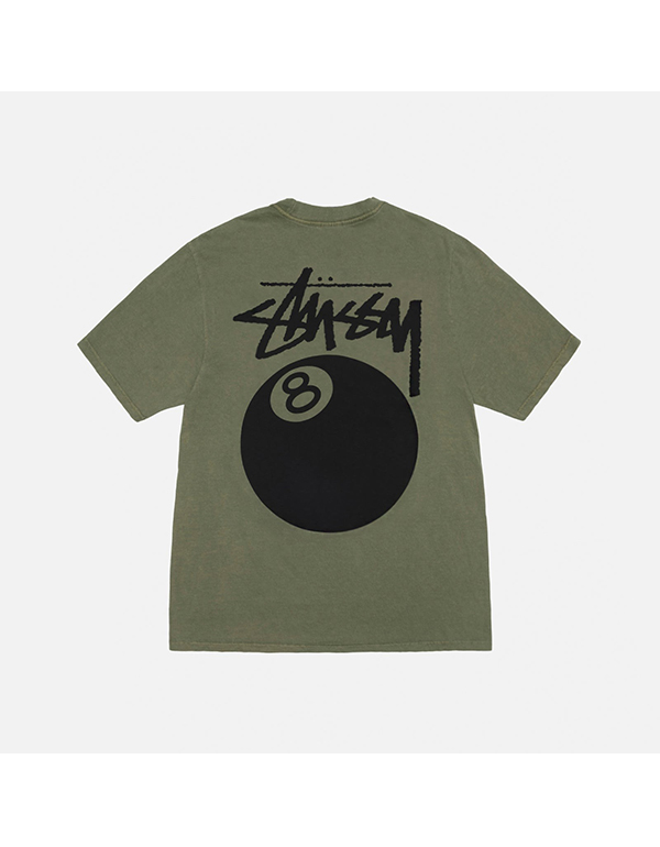 STUSSY 8 BALL TEE PIGMENT DYED OLIVE