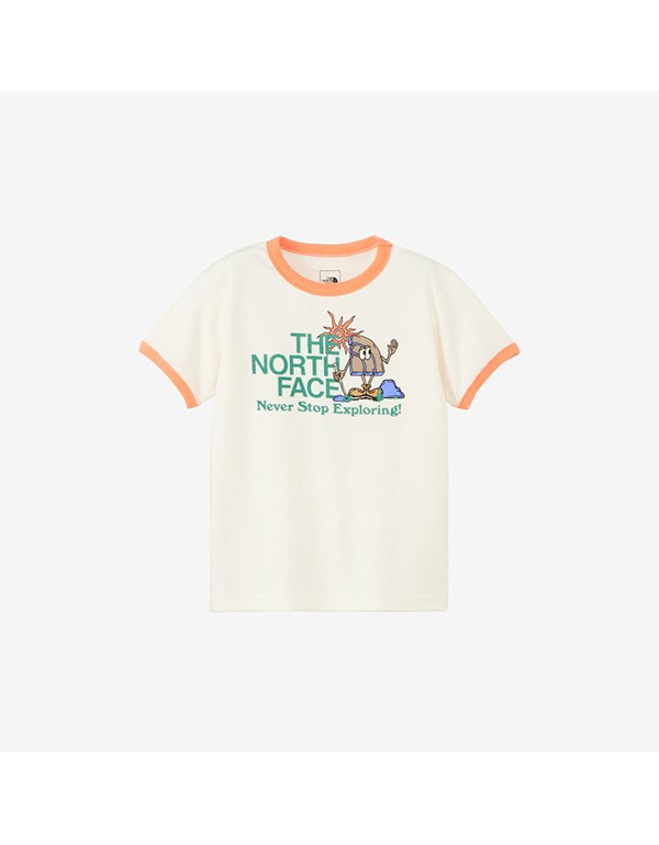 THE NORTH FACE KIDS SHORT SLEEVE LATCH PILE RINGER TEE OFF WHITE