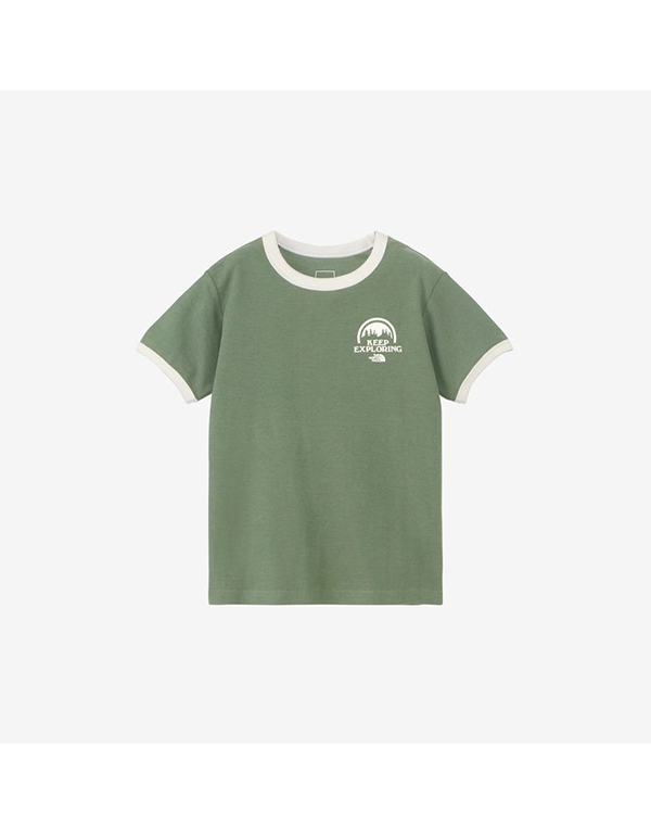 THE NORTH FACE KIDS SHORT SLEEVE LATCH PILE RINGER TEE TIME GREEN