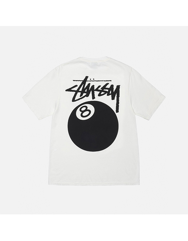 STUSSY 8 BALL TEE PIGMENT DYED WHITE