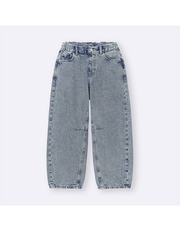 GU KIDS BARREL LEG JEANS BLUE GRAY