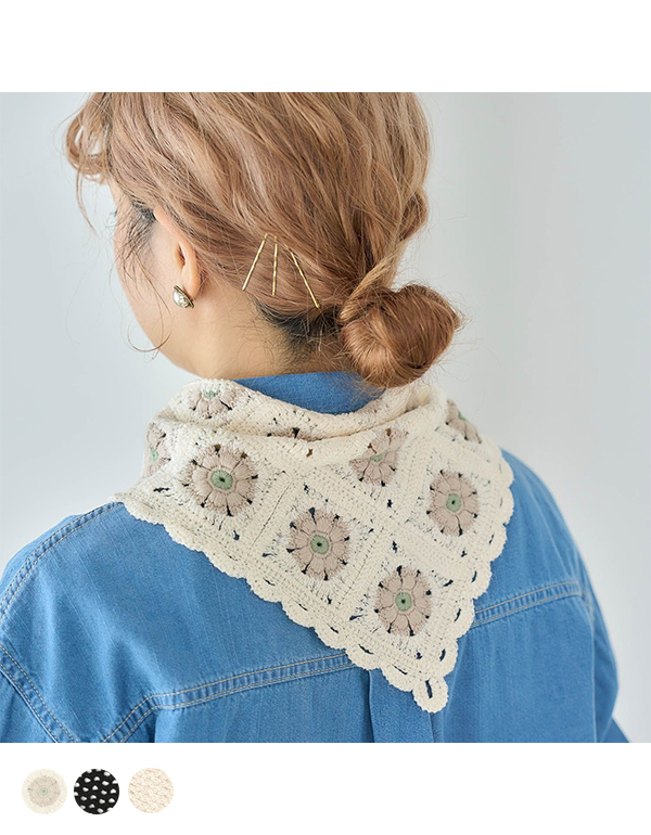 STUDIO CLIP KNIT TRIANGLE SCARF 3COLOR