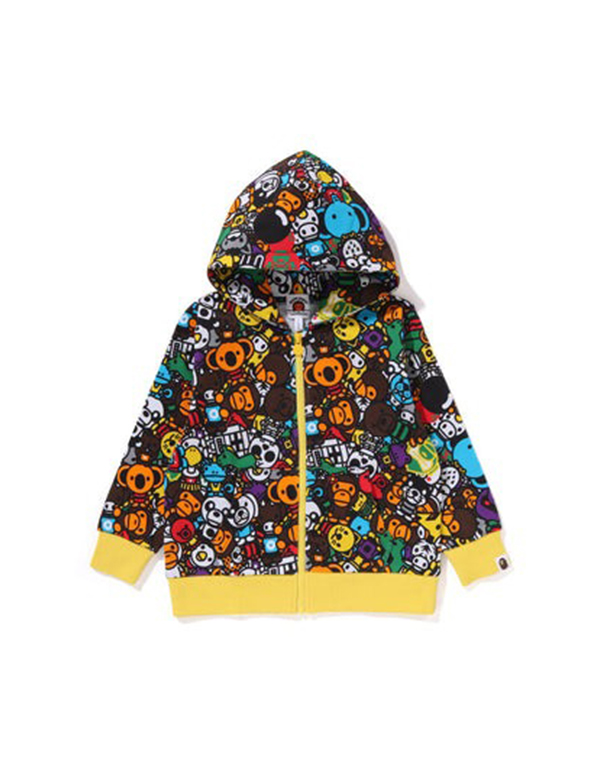 A BATHING APE KIDS MILO ALL SAFARI ZIP HOODIE MULTI