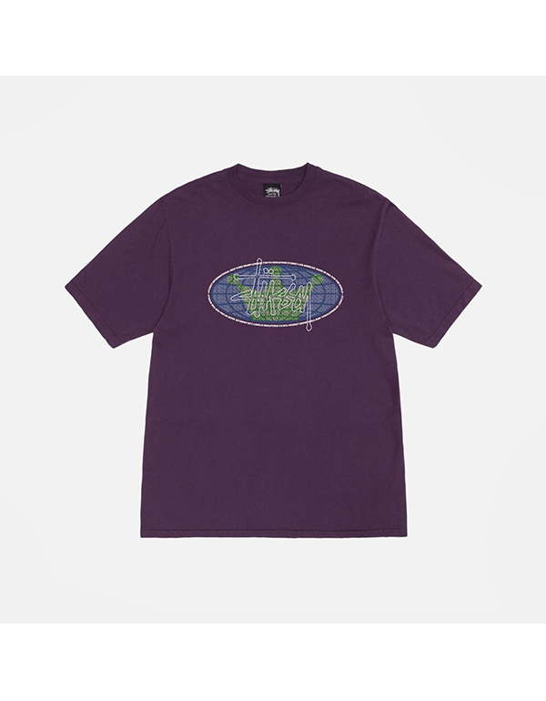 STUSSY KING OF THE WORLD TEE PIGMENT DYED PURPLE