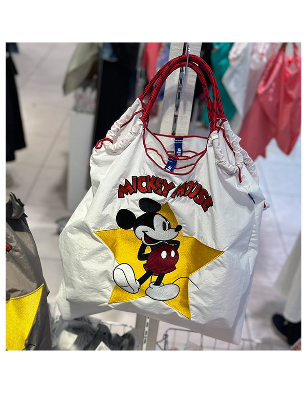 (M) Ball & Chain Eco Bag Medium Mickey Mouse White