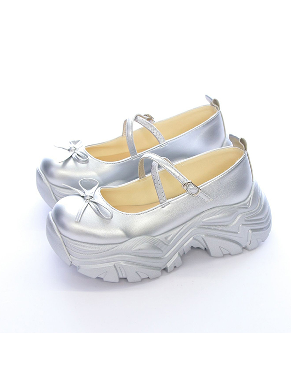 CLEAR WOMENS RIBBON-ATTACHED PLATFORM MARY JANE SNEAKER SANDALS SILVER