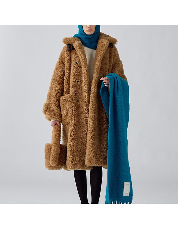 GU X BY ROKH FURRY COAT BROWN