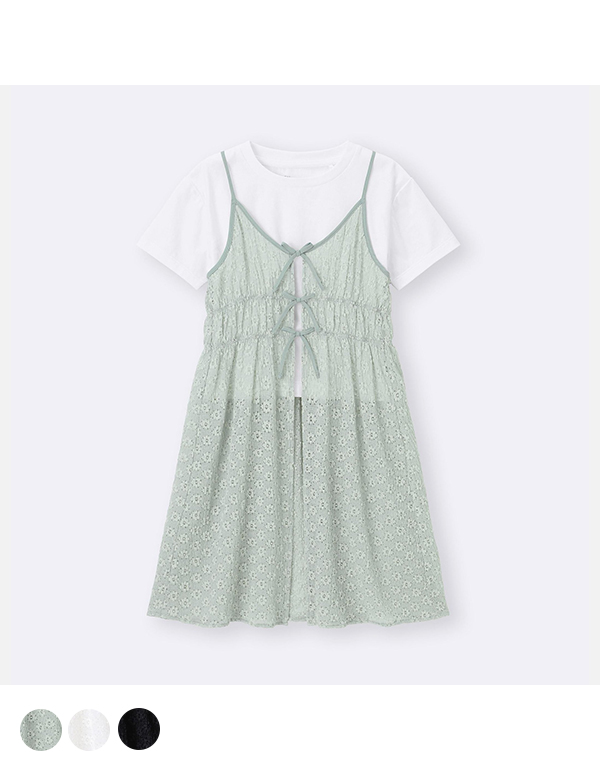 GU KIDS GIRLS LACE CAMISOLE SET T 3COLOR