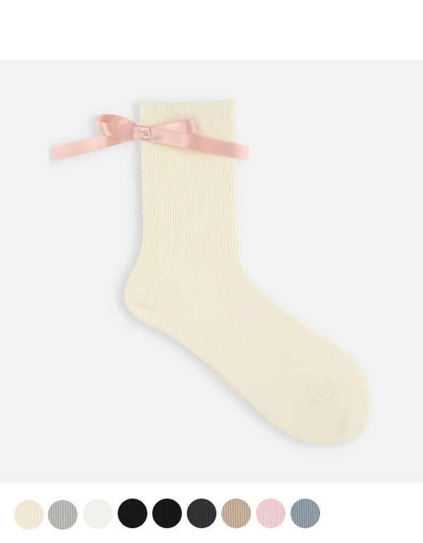 TABIO WOMENS SOFT COTTON BACK RIBBON RIBBED SOCKS 9COLOR