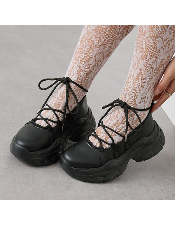 MONO MART VOLUME SOLE LACE-UP BALLET SNEAKERS BLACK