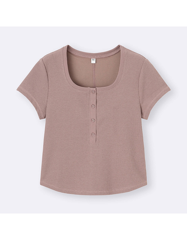 GU WOMENS WAFFLE HENLEY NECK T 3COLOR