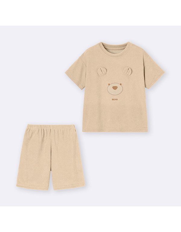 GU KIDS PILE LOUNGE SET (SHORT SLEEVE & SHORT PANTS) (ANIMAL) E 3COLOR