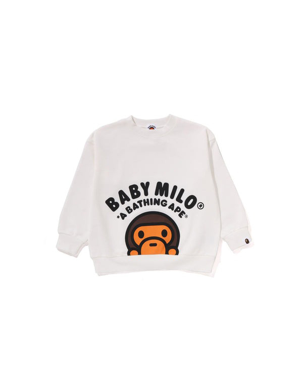 A BATHING APE KIDS BABY MILO RELAXED FIT CREWNECK SWEATSHIRT 2COLOR