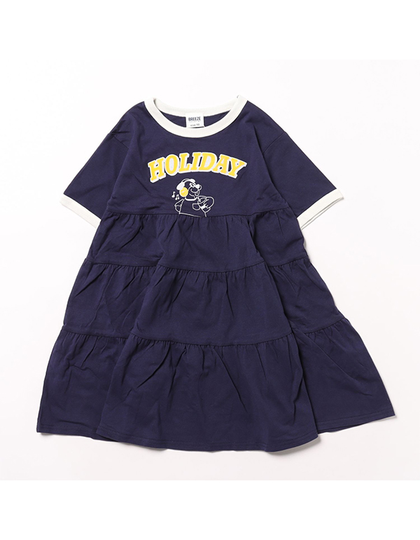 BREEZE PATTERN COLLEGE TIERED DRESS 3COLOR