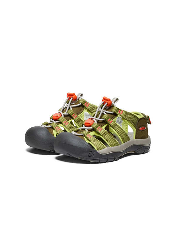 KEEN LITTLE KIDS NEWPORT BOUNDLESS SANDAL DARK OLIVE SCARLET IBIS