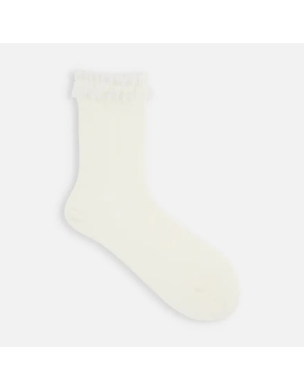 TABIO WOMENS TOP LACE-TRIMMED RIBBED SOCKS 6COLOR