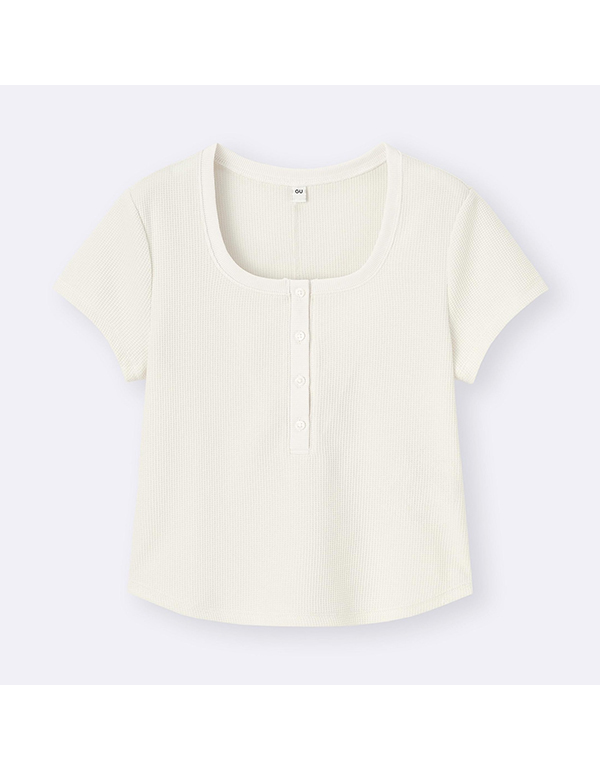 GU WOMENS WAFFLE HENLEY NECK T 3COLOR