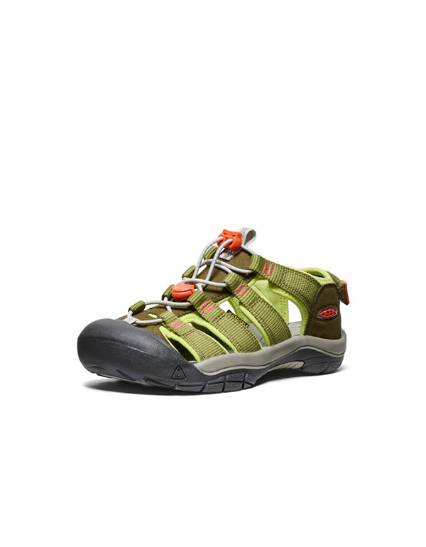 KEEN BIG KIDS NEWPORT BOUNDLESS SANDAL DARK OLIVE SCARLET IBIS