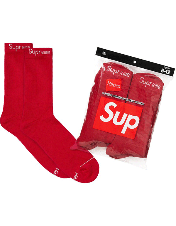 Supreme Hanes Crew Socks 4Pack 3 Color