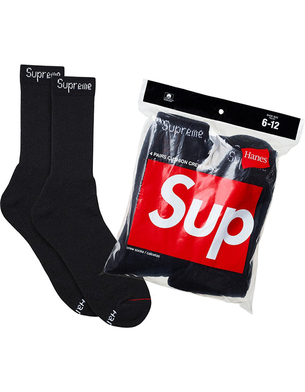 Supreme Hanes Crew Socks 4Pack 3 Color